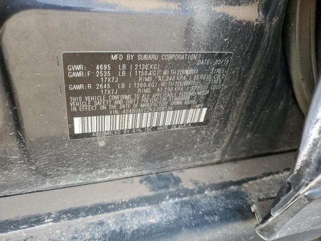2019 SUBARU OUTBACK 2. 4S4BSAFC2K3309136