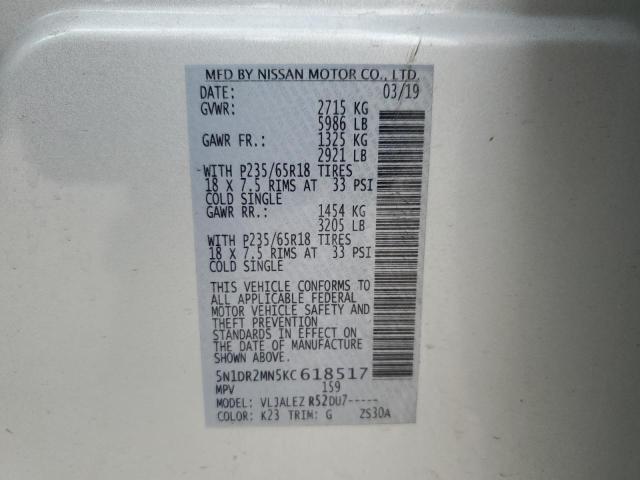2019 NISSAN PATHFINDER - 5N1DR2MN5KC618517