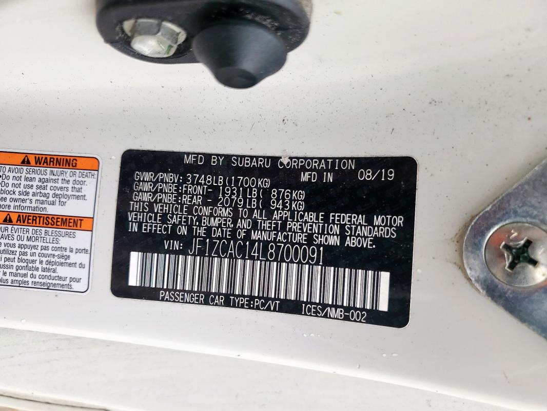 2020 SUBARU BRZ JF1ZCAC14L8700091