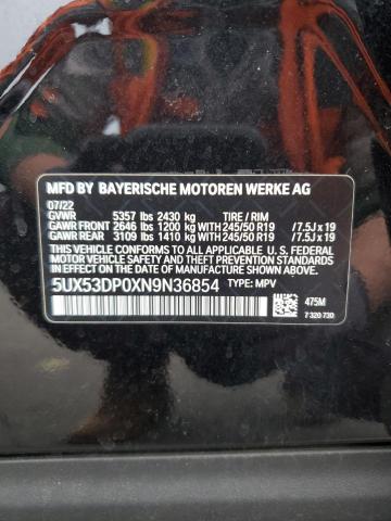 2022 BMW X3 XDRIVE3 - 5UX53DP0XN9N36854