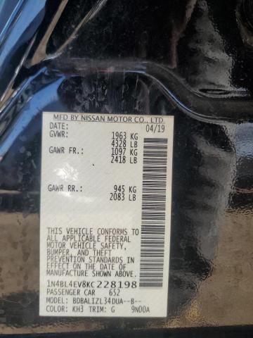2019 NISSAN ALTIMA SL 1N4BL4EV8KC228198