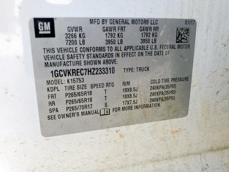 2017 CHEVROLET SILVERADO - 1GCVKREC7HZ233310