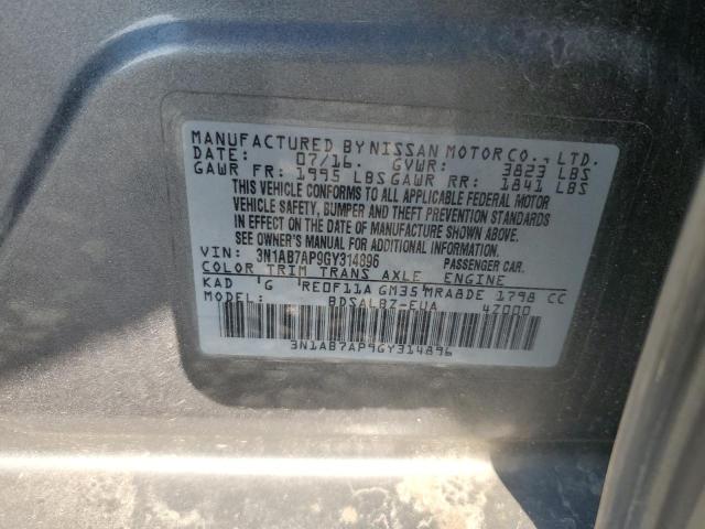 2016 NISSAN SENTRA S - 3N1AB7AP9GY314896