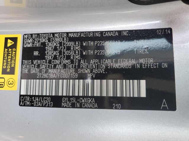 2015 LEXUS RX 450H 2T2BC1BA7FC007159