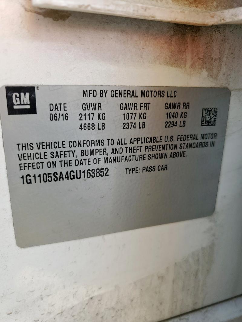 2016 CHEVROLET IMPALA LT 1G1105SA4GU163852