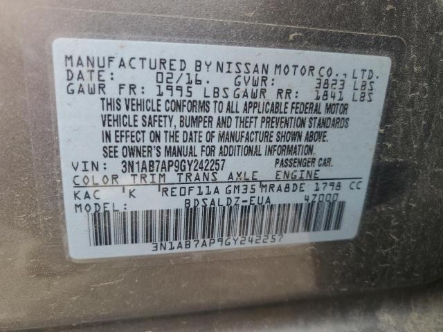 2016 NISSAN SENTRA S - 3N1AB7AP9GY242257