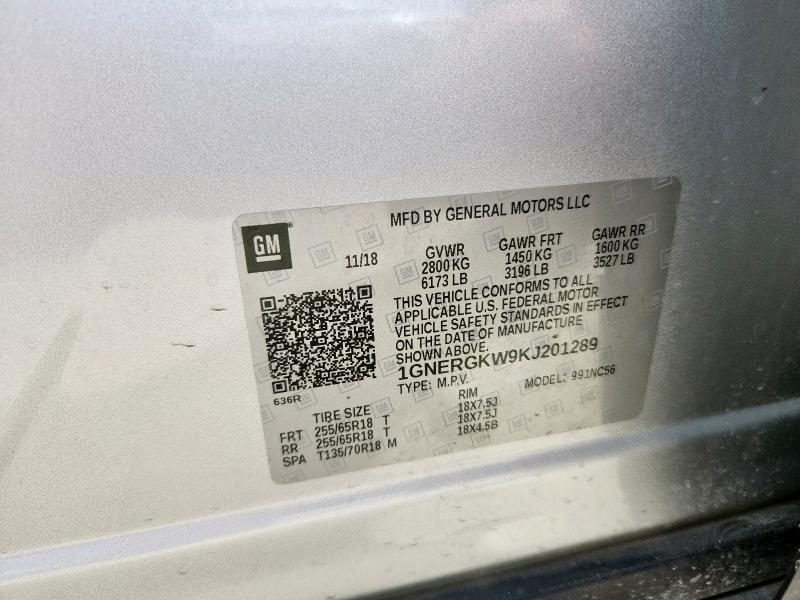 2019 CHEVROLET TRAVERSE L - 1GNERGKW9KJ201289