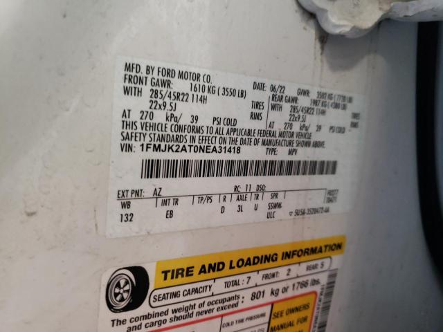 2022 FORD EXPEDITION - 1FMJK2AT0NEA31418