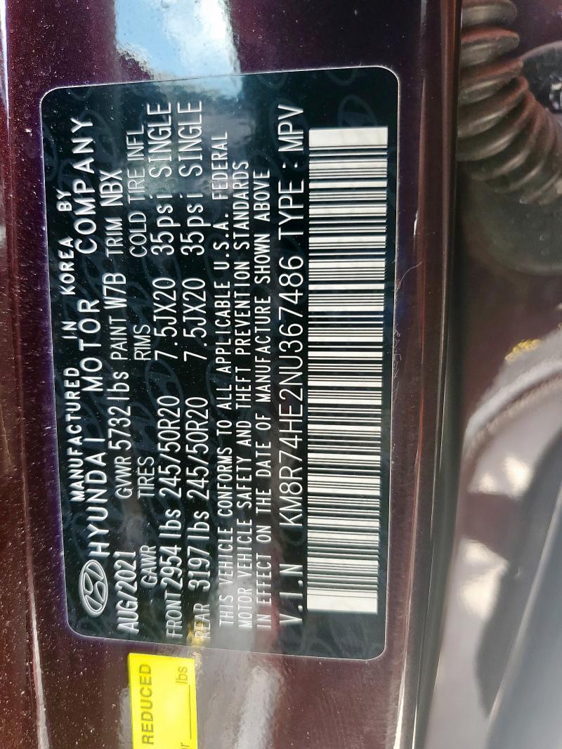 2022 HYUNDAI PALISADE C - KM8R74HE2NU367486