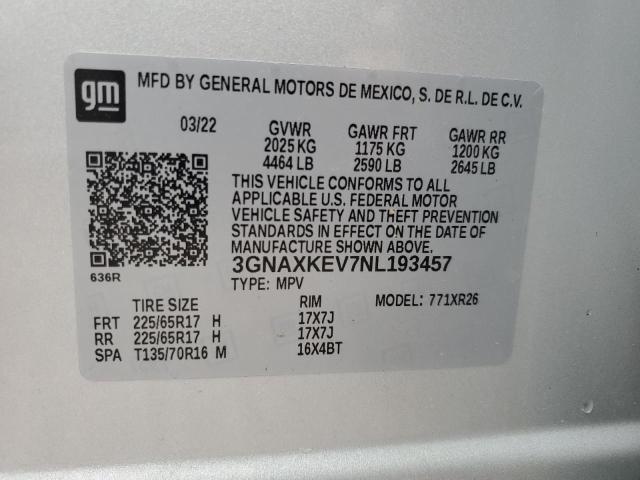 2022 CHEVROLET EQUINOX LT - 3GNAXKEV7NL193457