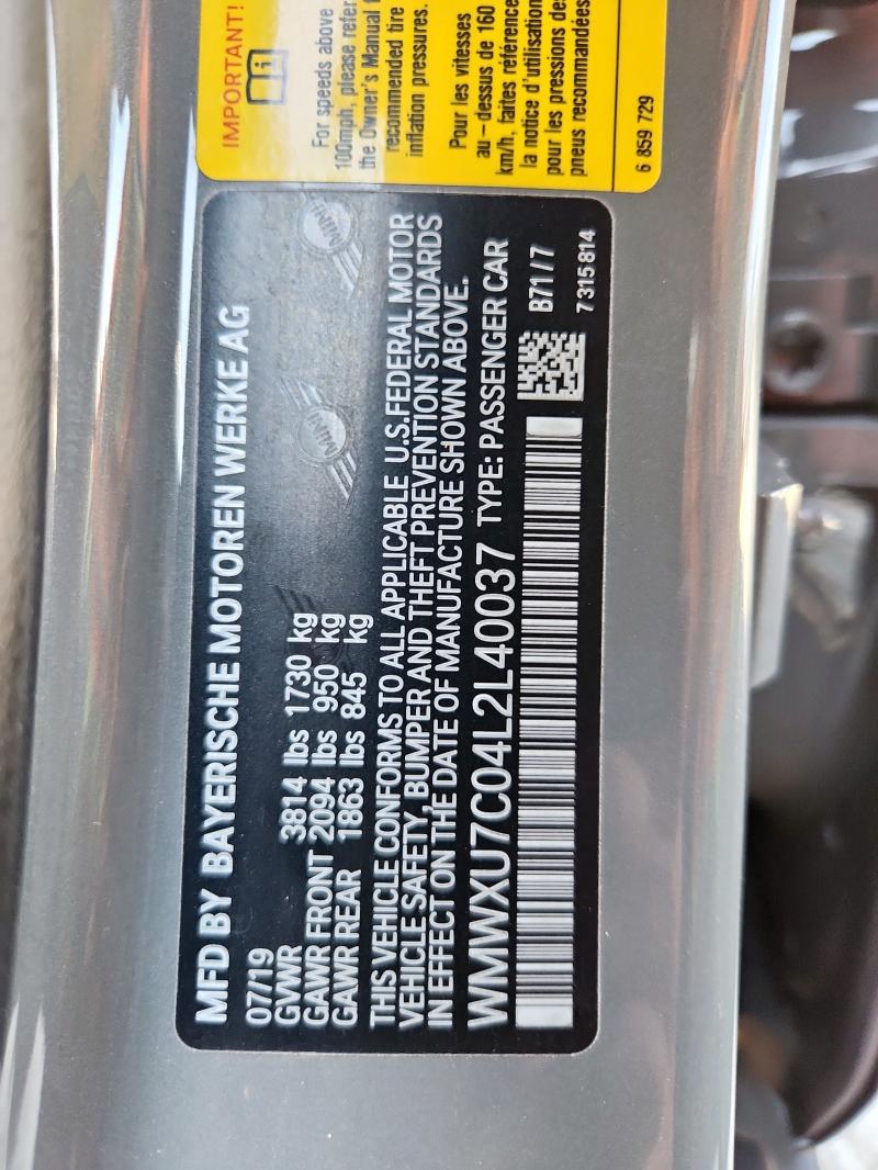2020 MINI COOPER - WMWXU7C04L2L40037