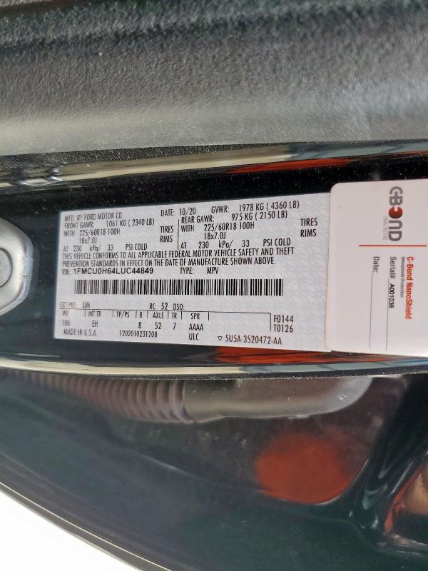 2020 FORD ESCAPE SEL - 1FMCU0H64LUC44849