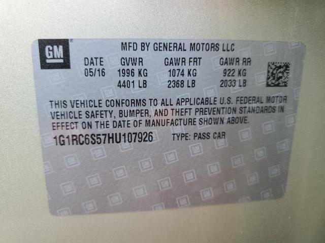 2017 CHEVROLET VOLT LT 1G1RC6S57HU107926