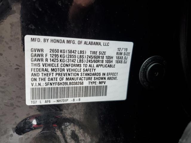 2020 HONDA PILOT EX 5FNYF6H39LB038268