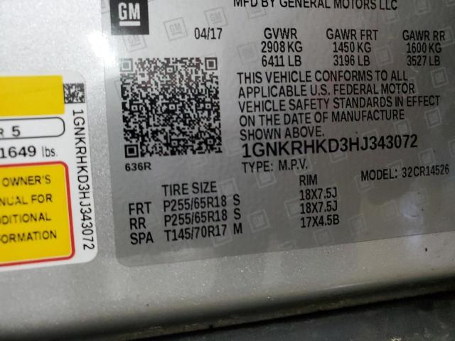 2017 CHEVROLET TRAVERSE L - 1GNKRHKD3HJ343072