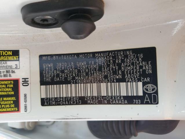 2016 TOYOTA COROLLA L - 2T1BURHE6GC706374
