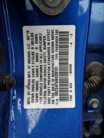 2019 HONDA INSIGHT EX 19XZE4F54KE030101