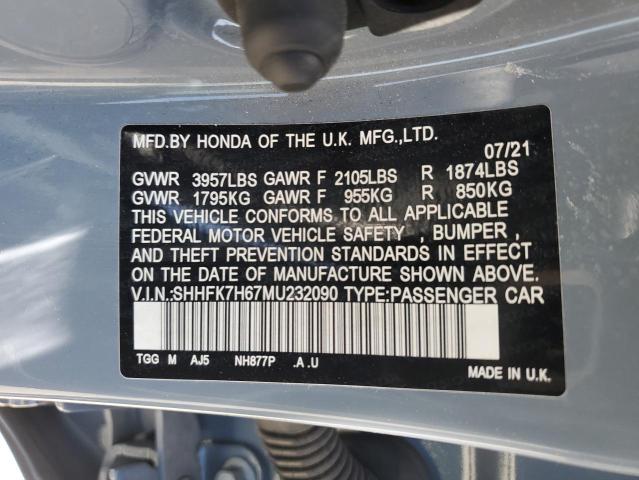 2021 HONDA CIVIC EX SHHFK7H67MU232090