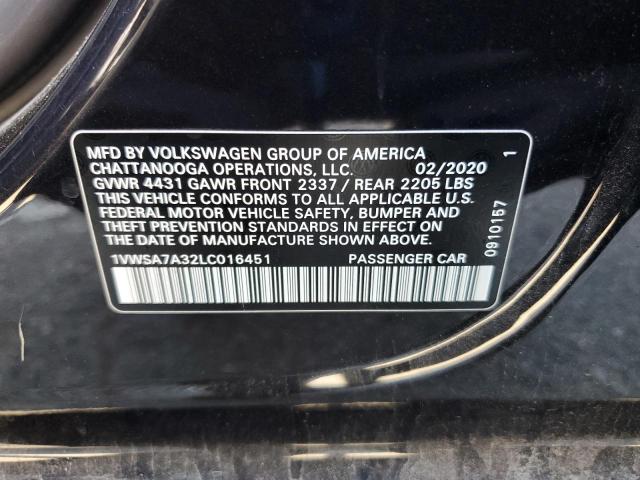 2020 VOLKSWAGEN PASSAT SE 1VWSA7A32LC016451