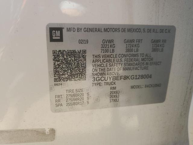 2019 CHEVROLET SILVERADO - 3GCUYBEF8KG128004