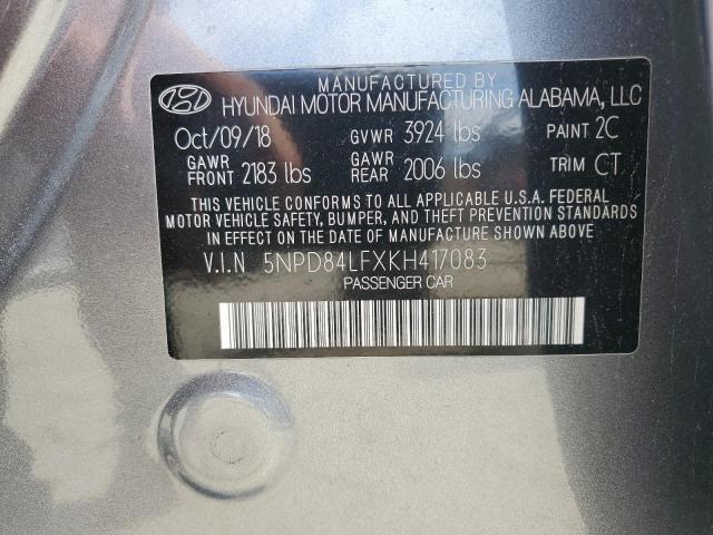 2019 HYUNDAI ELANTRA SE 5NPD84LFXKH417083