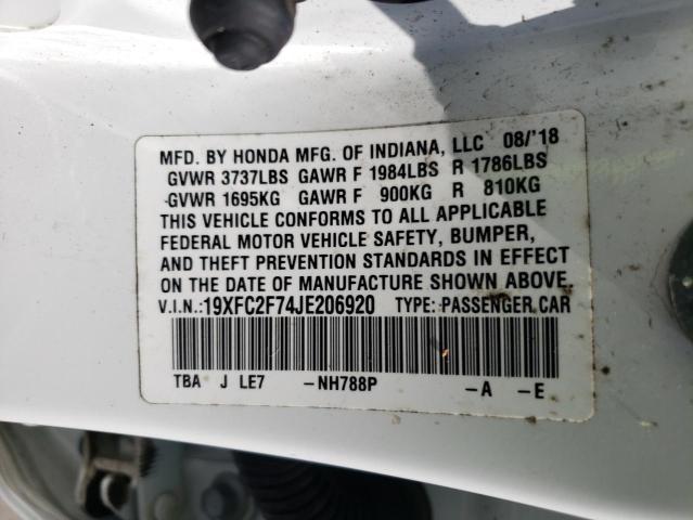 2018 HONDA CIVIC EX - 19XFC2F74JE206920