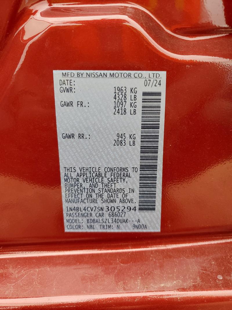 2025 NISSAN ALTIMA SR - 1N4BL4CV7SN305294