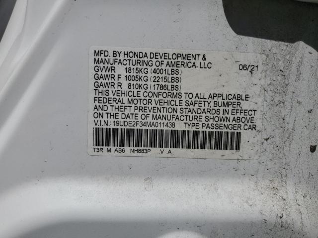 2021 ACURA ILX 19UDE2F34MA011438