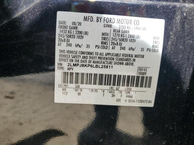 2020 LINCOLN NAUTILUS R - 2LMPJ8KP6LBL25811