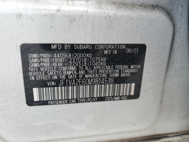 2021 SUBARU WRX STI JF1VA2E60M9814538