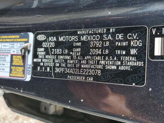 2020 KIA FORTE GT L - 3KPF34AD2LE223078