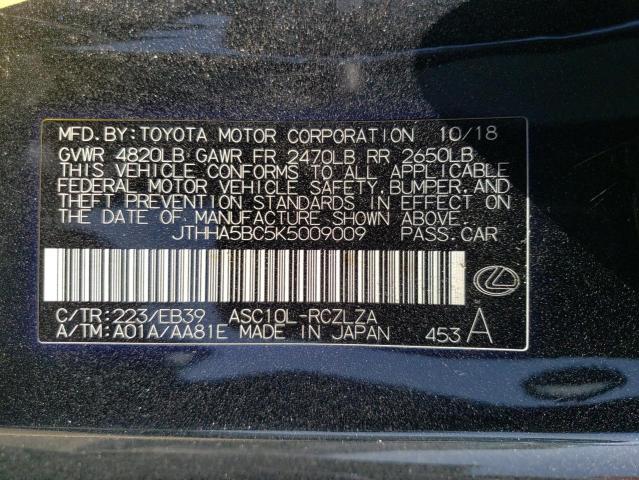 2019 LEXUS RC 300 JTHHA5BC5K5009009