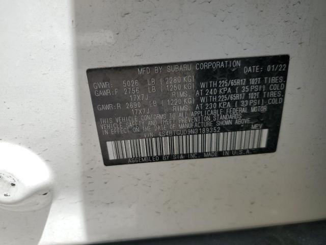 2022 SUBARU OUTBACK WI 4S4BTGUD9N3189352
