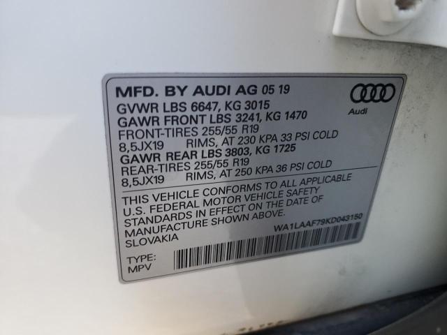 2019 AUDI Q7 PREMIUM - WA1LAAF79KD043150