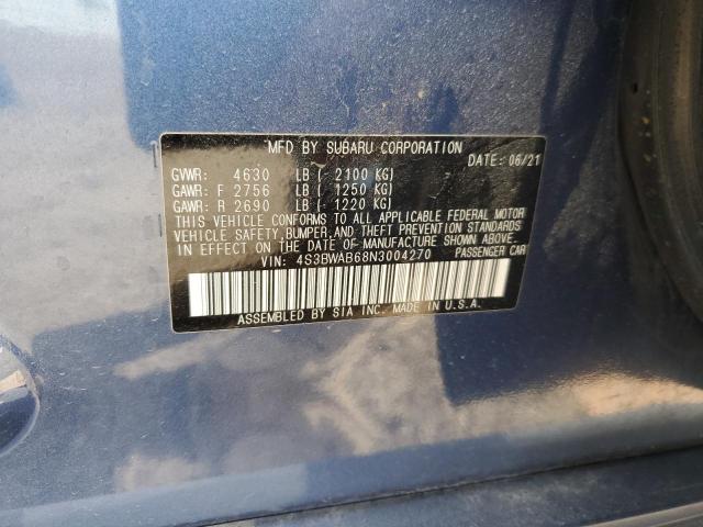 2022 SUBARU LEGACY 4S3BWAB68N3004270