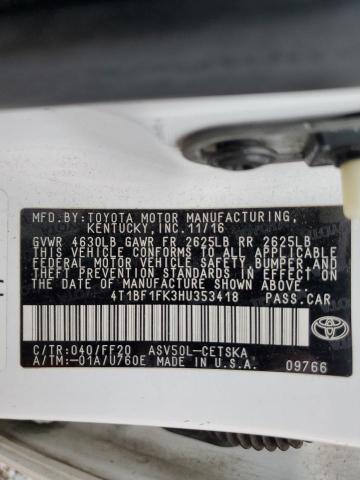 2017 TOYOTA CAMRY 4T1BF1FK3HU353418