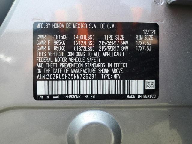 2022 HONDA HR-V 3CZRU5H35NM726281