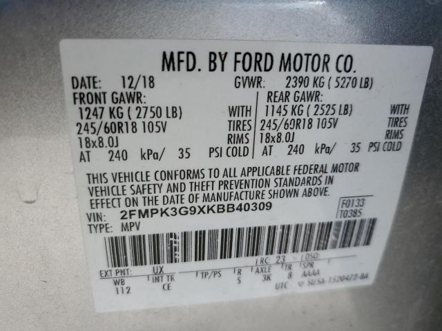 2019 FORD EDGE SE - 2FMPK3G9XKBB40309
