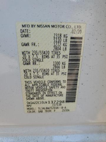 2020 NISSAN MURANO SL 5N1AZ2CJ3LN137298