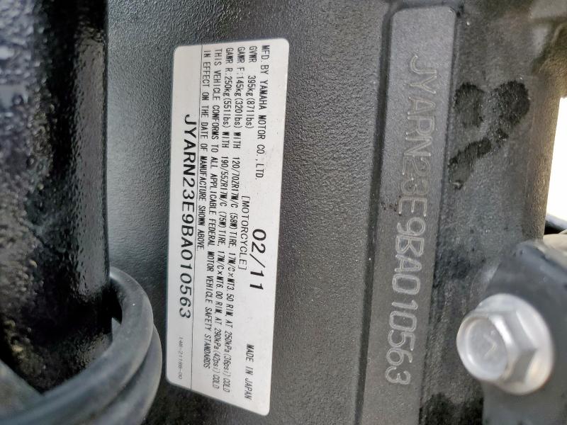 2011 YAMAHA YZFR1 JYARN23E9BA010563