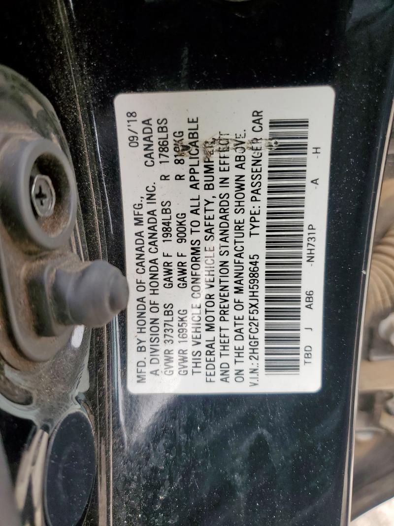 2018 HONDA CIVIC LX - 2HGFC2F5XJH598645