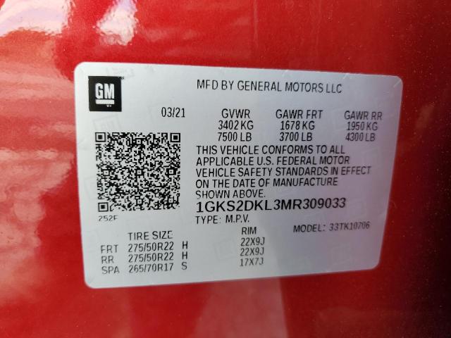2021 GMC YUKON DENA 1GKS2DKL3MR309033