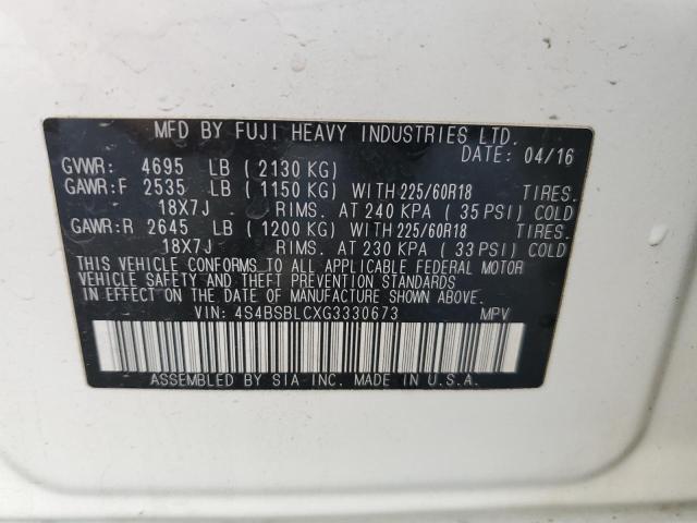 2016 SUBARU OUTBACK 2. - 4S4BSBLCXG3330673