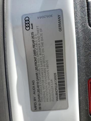 2018 AUDI A5 PREMIUM WAUBNCF52JA136928