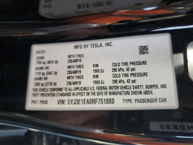 2024 TESLA MODEL 3 - 5YJ3E1EA0RF751880