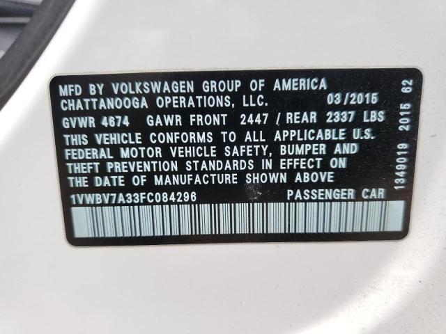 2015 VOLKSWAGEN PASSAT SE - 1VWBV7A33FC084296