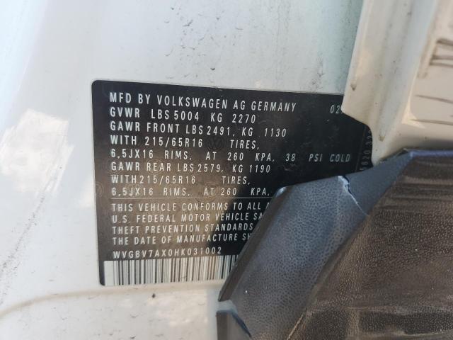 2017 VOLKSWAGEN TIGUAN S - WVGBV7AX0HK031002