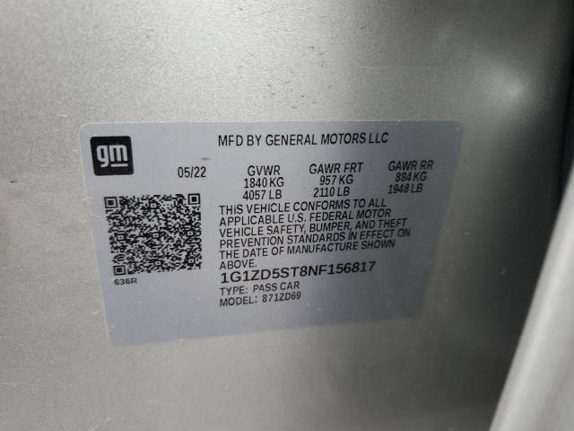 2022 CHEVROLET MALIBU LT - 1G1ZD5ST8NF156817