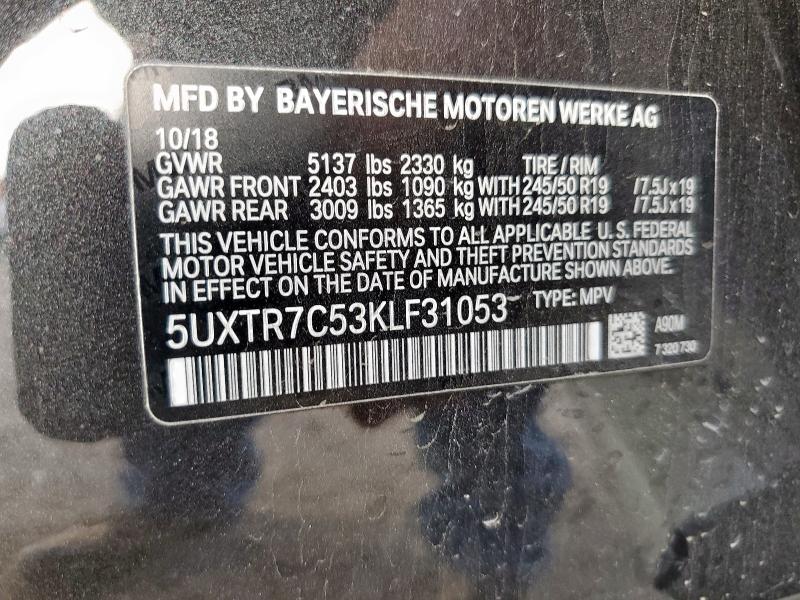 2019 BMW X3 SDRIVE3 5UXTR7C53KLF31053