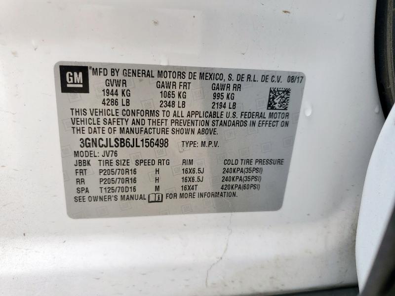 2018 CHEVROLET TRAX 1LT - 3GNCJLSB6JL156498